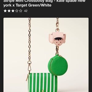 Kate Spade Green and White Stripe Mini Crossbody Bag